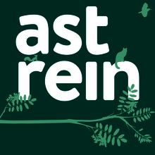 Logo: Schriftzug "astrein", dazu ein Zweig und einige Tiere