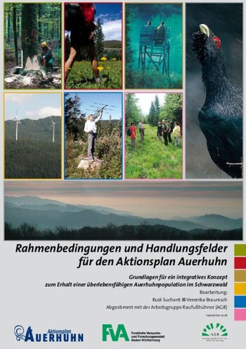 Titelbild des "Aktionsplan Auerhuhn - Rahmenbedingungen & Handlungsfelder"