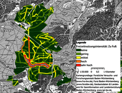 Recreational use intensity on foot in the Stuttgart state forest